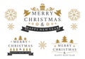 Merry Christmas label set for greeting card design. Vintage Xmas and Happy New Year logo or badge collection. Winter holidays Royalty Free Stock Photo